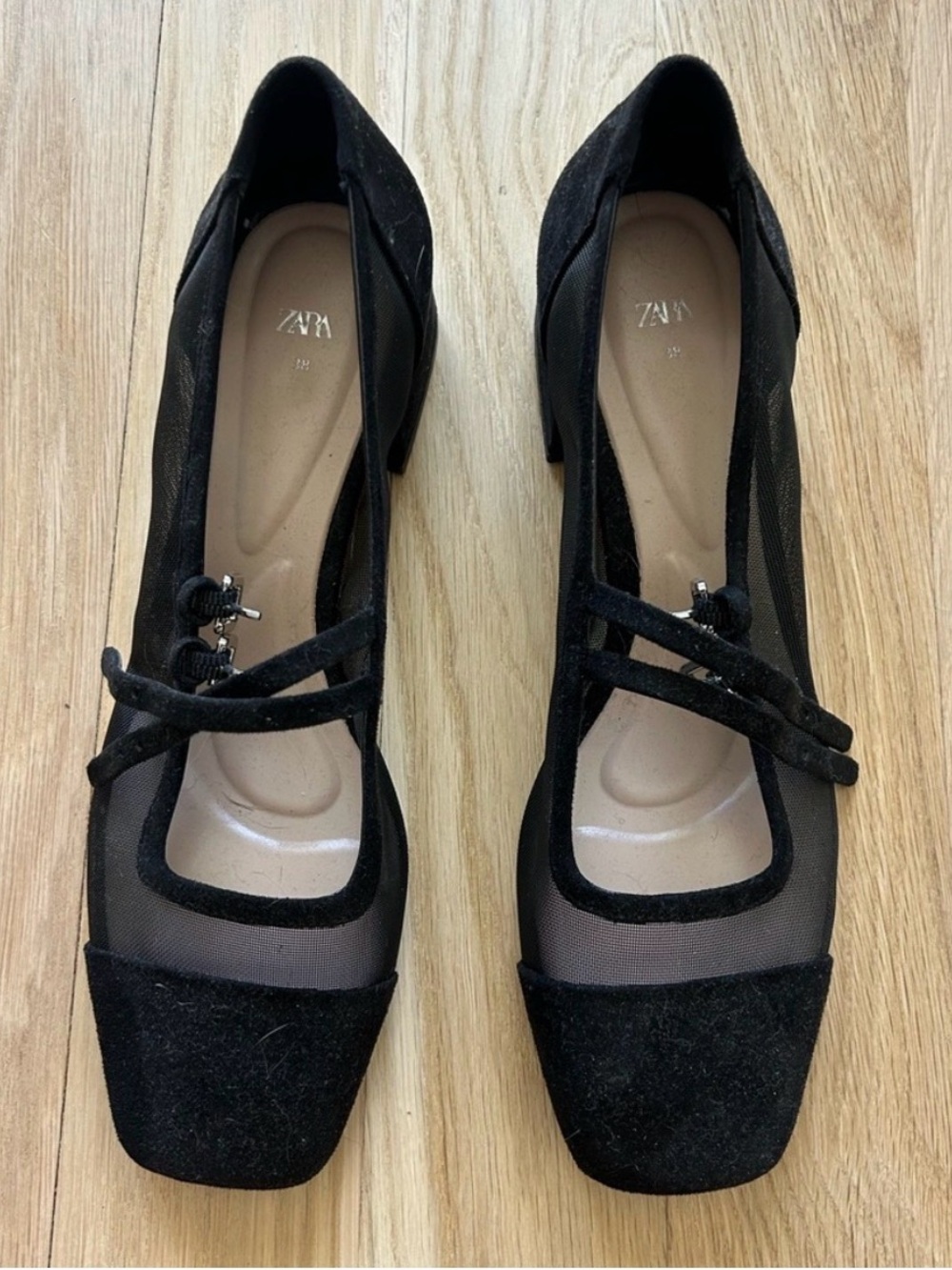 Zara Black Mesh Suede Mary Janes - Picture 5 of 5